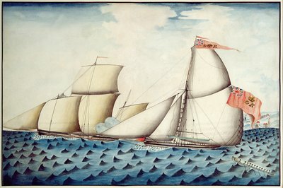 The Capture of The Four Brothers by The Badger, Revenue Cutter, c.1823 by English School
